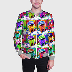 Бомбер мужской Donald Trump - pop art poster, цвет: 3D-меланж — фото 2