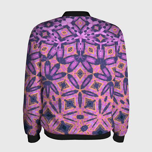 Мужской бомбер Фиолетовая геометрическая метаморфоза / 3D-Черный – фото 2
