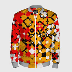 Бомбер мужской Красно-желтая геометрическая абстракция, цвет: 3D-меланж