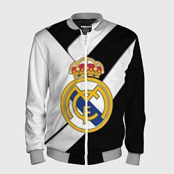 Бомбер мужской Реал Мадрид черно белые полосы, цвет: 3D-меланж