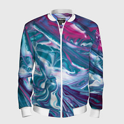 Бомбер мужской Абстракция бело сине красный мрамор, цвет: 3D-белый