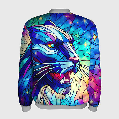 Мужской бомбер Морда пантеры - витраж / 3D-Меланж – фото 2