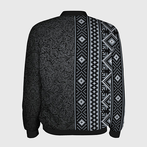 Мужской бомбер Славянский орнамент Макошь / 3D-Черный – фото 2