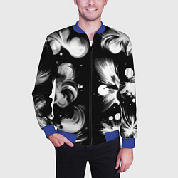 Бомбер мужской Чёрно-белый абстрактный паттерн, цвет: 3D-синий — фото 2
