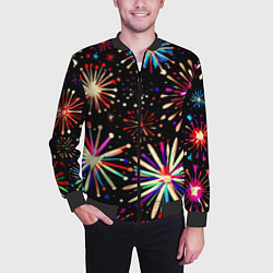 Бомбер мужской Абстракция с салютами, цвет: 3D-черный — фото 2