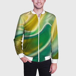 Бомбер мужской Шелк зеленый с желтым, цвет: 3D-белый — фото 2