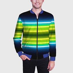 Бомбер мужской Neon multicolored lines, цвет: 3D-синий — фото 2