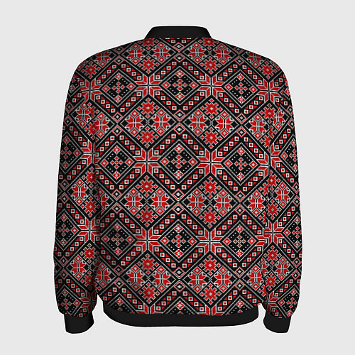 Мужской бомбер Славянский стиль - орнамент / 3D-Черный – фото 2