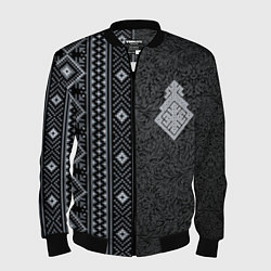 Бомбер мужской Славянский орнамент с оберегом макошь, цвет: 3D-черный