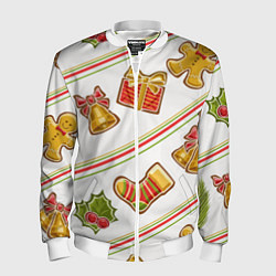 Бомбер мужской Рождественский дух, цвет: 3D-белый