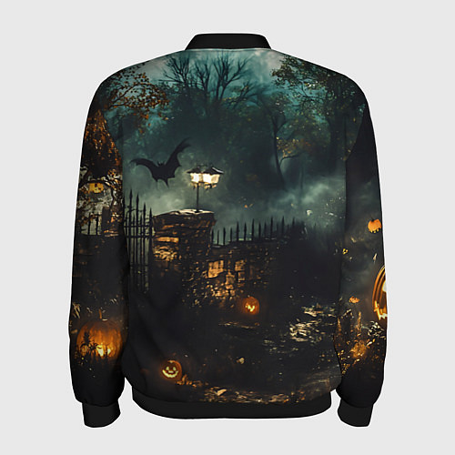 Мужской бомбер Ночь тыкв и теней / 3D-Черный – фото 2