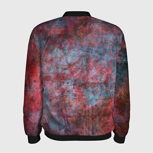 Мужской бомбер Абстракция - red rust on blue / 3D-Черный – фото 2