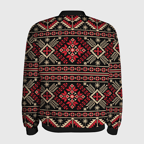 Мужской бомбер Этнический славянский орнамент / 3D-Черный – фото 2