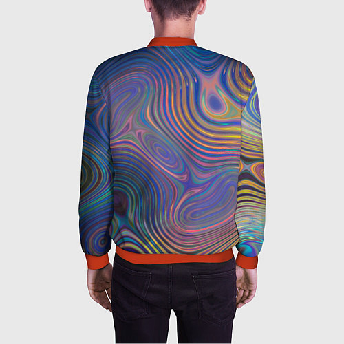 Мужской бомбер Абстрактная рябь / 3D-Красный – фото 4