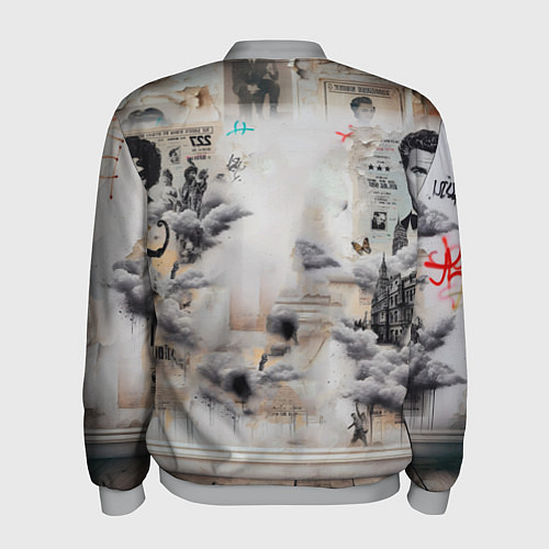 Мужской бомбер Кошка Корниш-рекс - ретро граффити / 3D-Меланж – фото 2