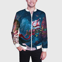 Бомбер мужской Санта с динозавром, цвет: 3D-белый — фото 2
