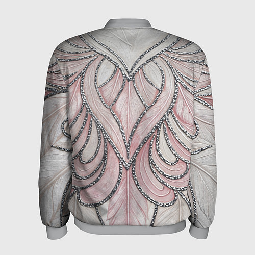 Мужской бомбер Нежно розовый орнамент из перьев / 3D-Меланж – фото 2