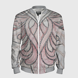 Бомбер мужской Нежно розовый орнамент из перьев, цвет: 3D-меланж