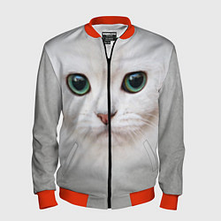Бомбер мужской Белый котик, цвет: 3D-красный