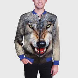 Бомбер мужской Взгляд волка, цвет: 3D-синий — фото 2