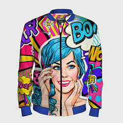 Бомбер мужской Pop art, цвет: 3D-синий