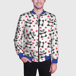 Бомбер мужской Любимые панды, цвет: 3D-синий — фото 2