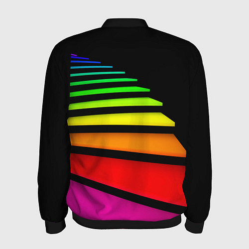 Мужской бомбер Радужная лестница / 3D-Черный – фото 2