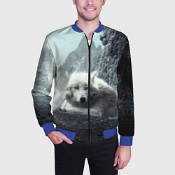 Бомбер мужской Волк в горах, цвет: 3D-синий — фото 2