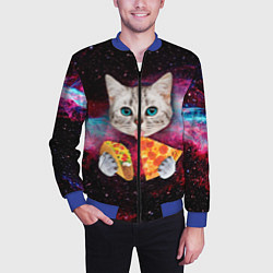 Бомбер мужской Кот с едой, цвет: 3D-синий — фото 2