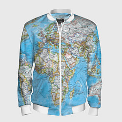 Бомбер мужской Карта мира - политическая, цвет: 3D-белый