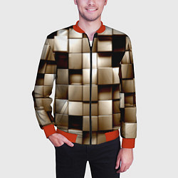 Бомбер мужской Кубики, цвет: 3D-красный — фото 2