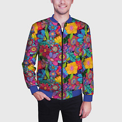 Бомбер мужской Яркие цветы, цвет: 3D-синий — фото 2