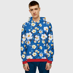 Толстовка-худи мужская Цветы ретро 5, цвет: 3D-красный — фото 2