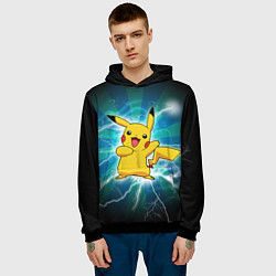 Толстовка-худи мужская Искрящийся Пикачу, цвет: 3D-черный — фото 2