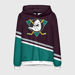 Толстовка-худи мужская Anaheim Ducks, цвет: 3D-белый