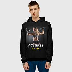 Толстовка-худи мужская Fitness for life, цвет: 3D-черный — фото 2