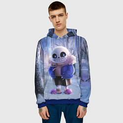 Толстовка-худи мужская Winter forest & Sans, цвет: 3D-синий — фото 2