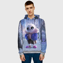 Толстовка-худи мужская Winter forest & Sans, цвет: 3D-меланж — фото 2