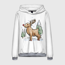 Толстовка-худи мужская Оленёнок Рудольф, цвет: 3D-меланж