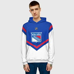 Толстовка-худи мужская NHL: New York Rangers, цвет: 3D-белый — фото 2