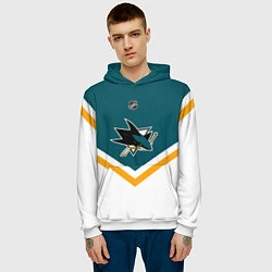 Толстовка-худи мужская NHL: San Jose Sharks, цвет: 3D-белый — фото 2