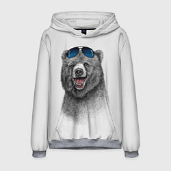 Толстовка-худи мужская Счастливый медведь, цвет: 3D-меланж