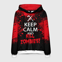 Толстовка-худи мужская Keep Calm & Kill Zombies, цвет: 3D-белый