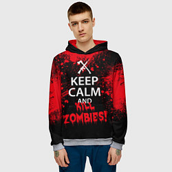 Толстовка-худи мужская Keep Calm & Kill Zombies, цвет: 3D-меланж — фото 2