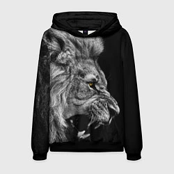 Толстовка-худи мужская Оскал льва, цвет: 3D-черный