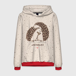 Толстовка-худи мужская Влюбленные ежики, цвет: 3D-красный