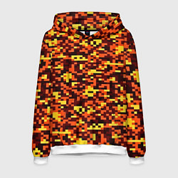 Толстовка-худи мужская Камуфляж пиксельный: оранжевый/желтый, цвет: 3D-белый