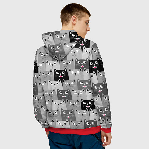 Мужская толстовка Котейки / 3D-Красный – фото 4