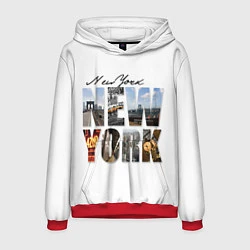Толстовка-худи мужская Панорамы Нью Йорка, цвет: 3D-красный
