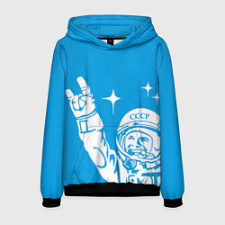 Толстовка-худи мужская Гагарин рокер, цвет: 3D-черный